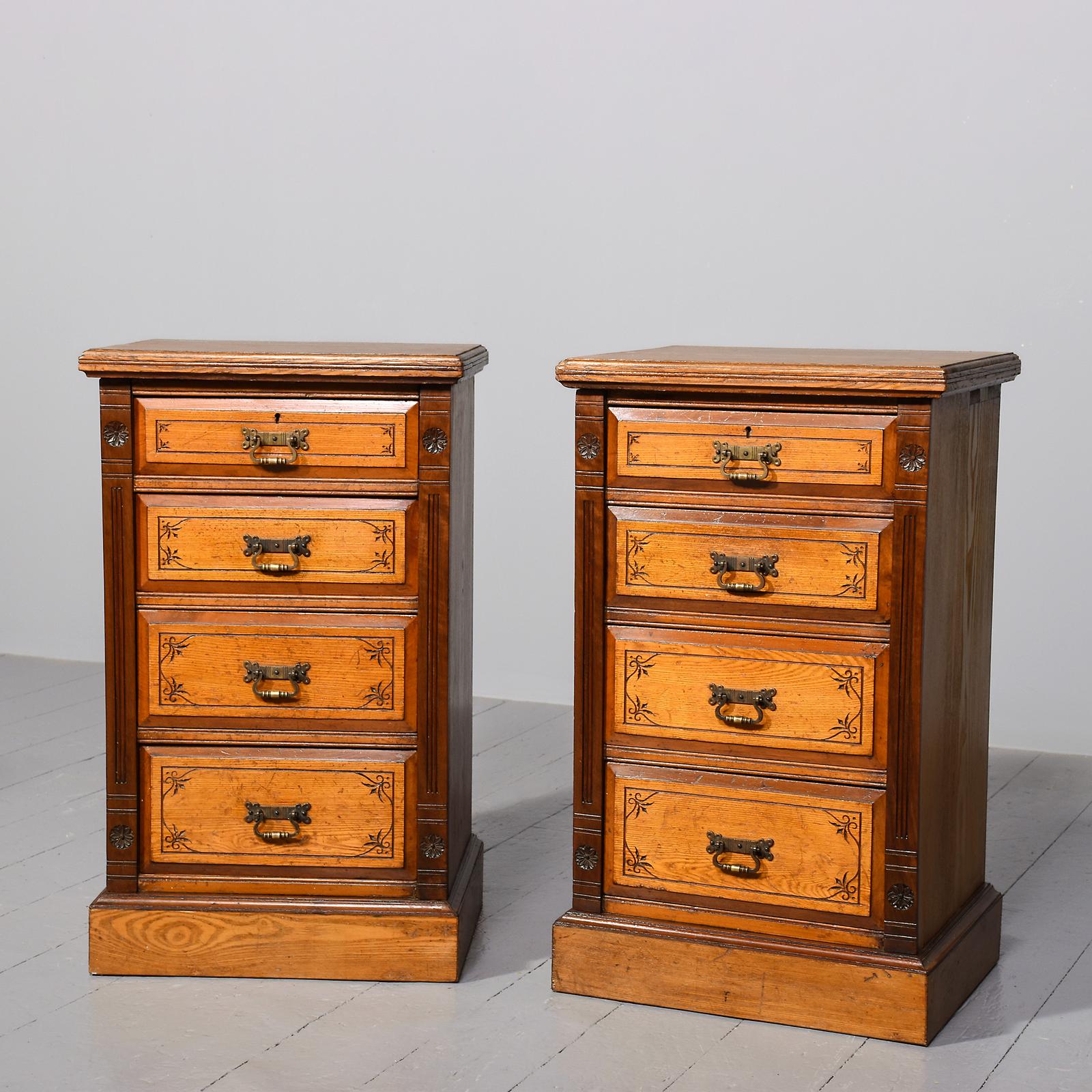 Pair of Late 19th-century Arts and Crafts Neat-sized Ash Chests of Drawers/bedside Lockers (1 of 9)