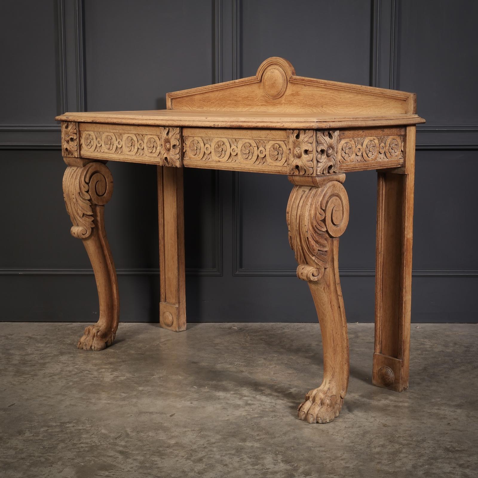 Antique Carved Bleached Oak Console Table (1 of 15)