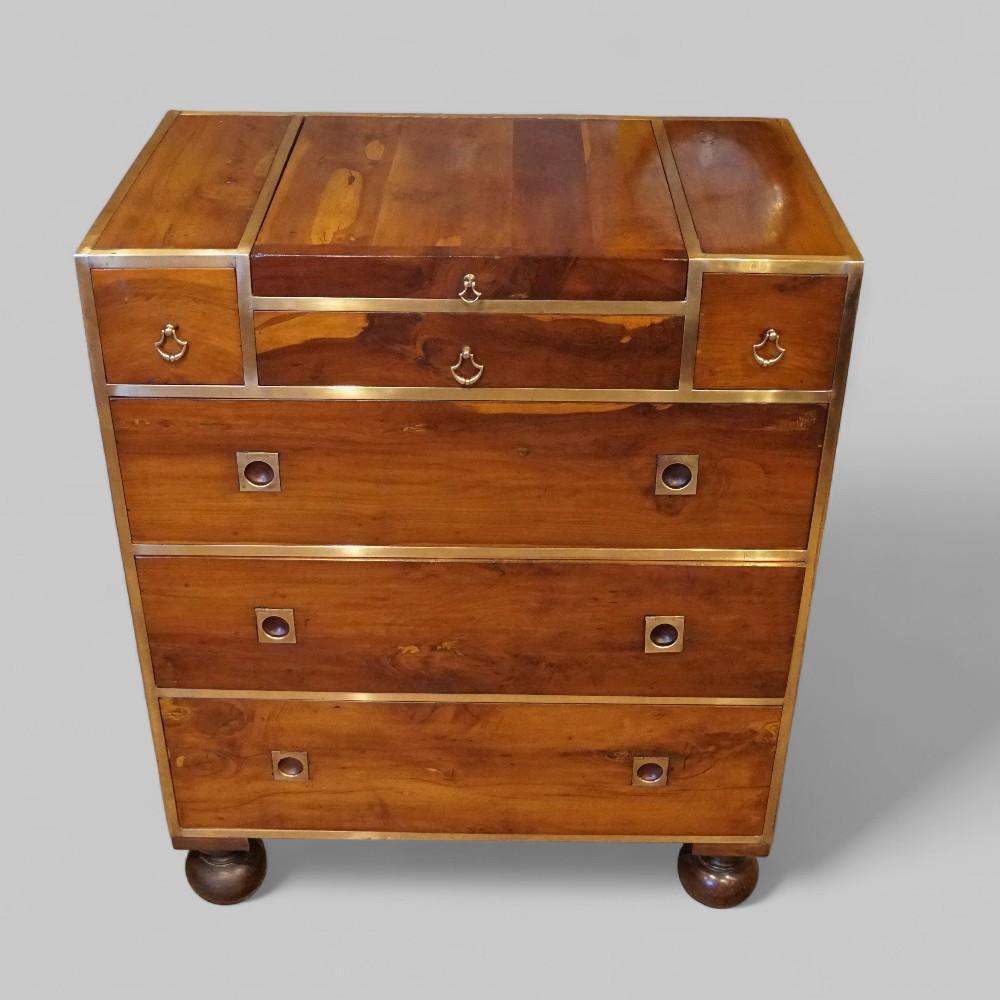 George V Yew Wood Brass Bound Serving Cabinet (1 of 8)
