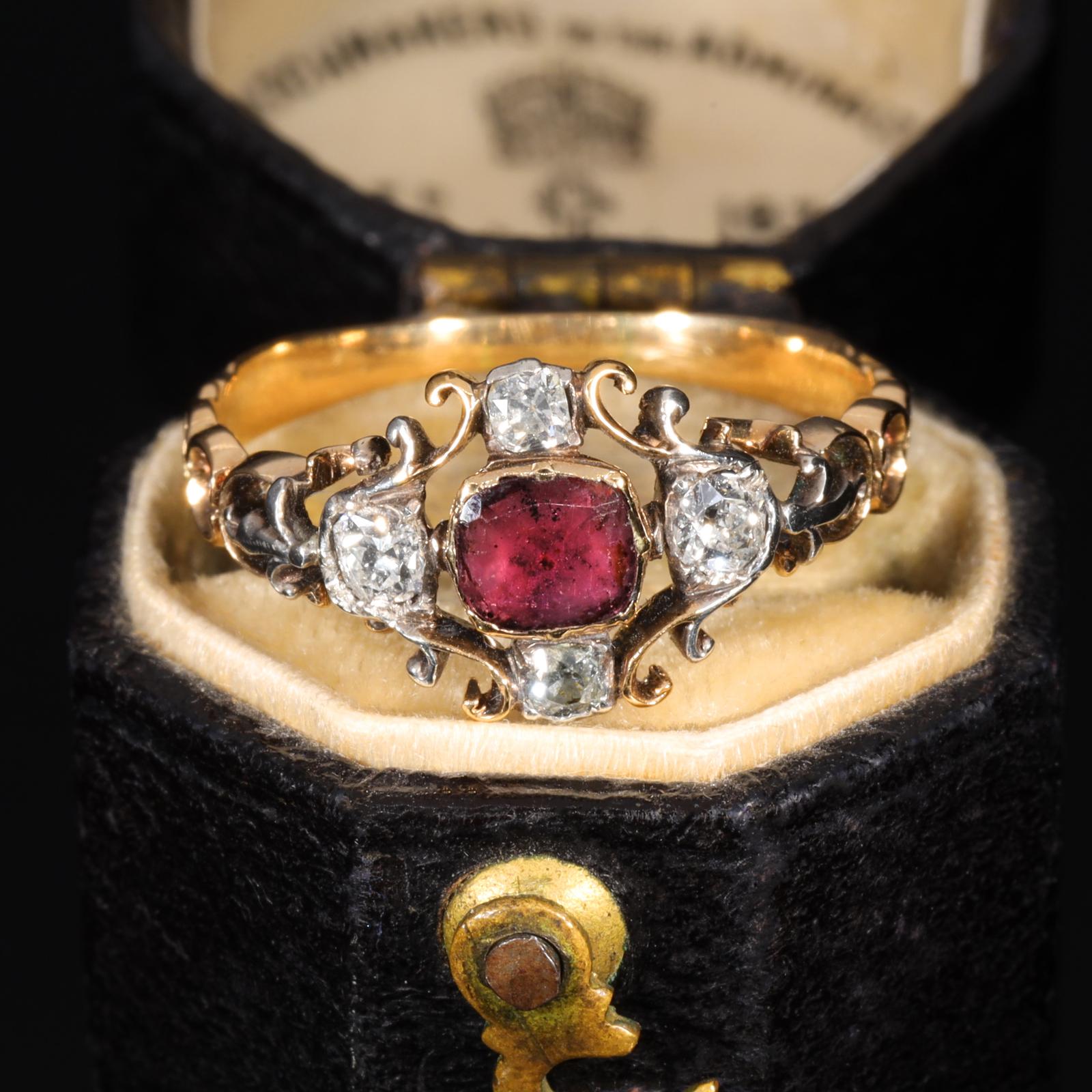 The Antique Georgian Garnet & Diamond Filigree Ring (1 of 5)