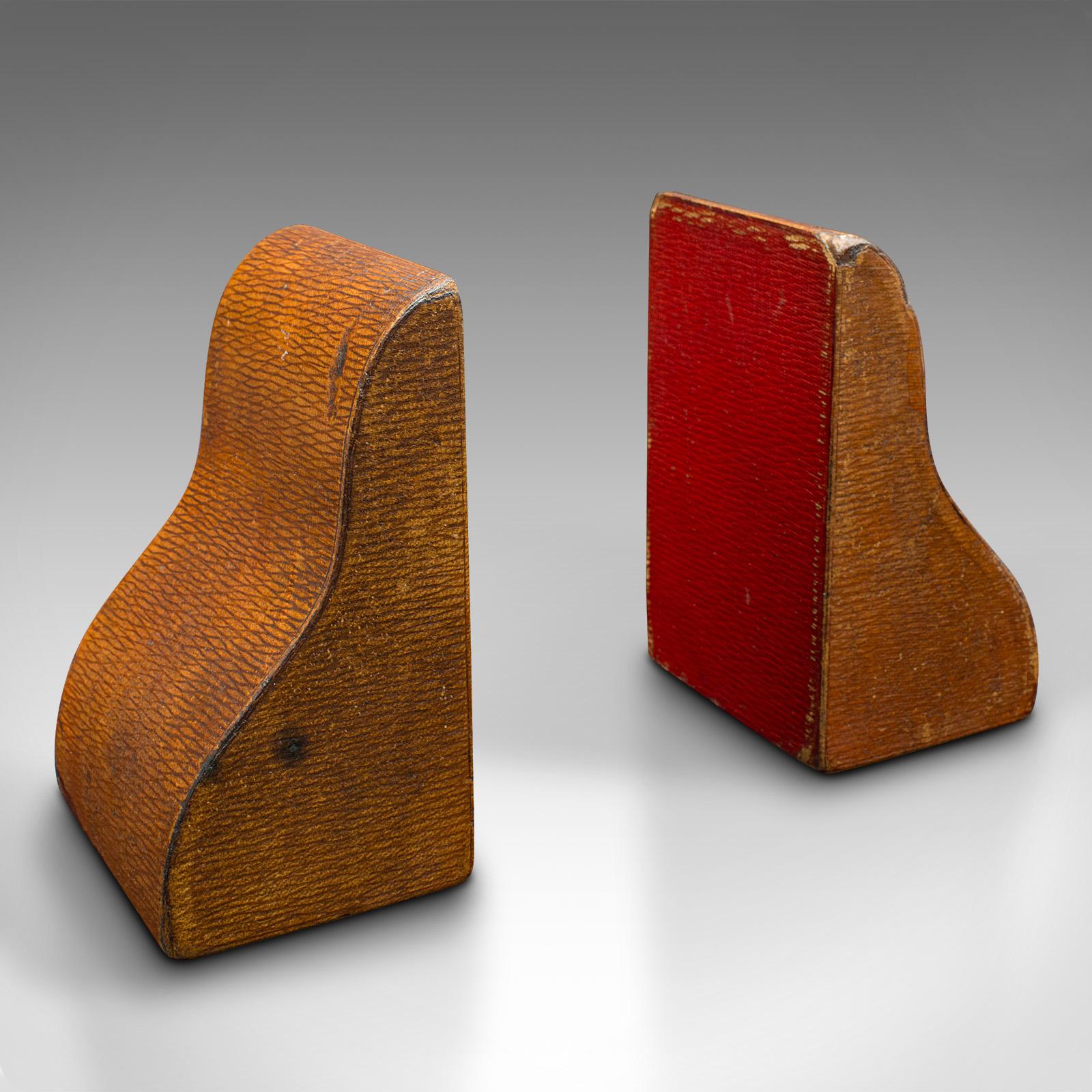 Pair of Antique Decorative Bookends, English, Leather, Book Rest, Edwardian (1 of 8)