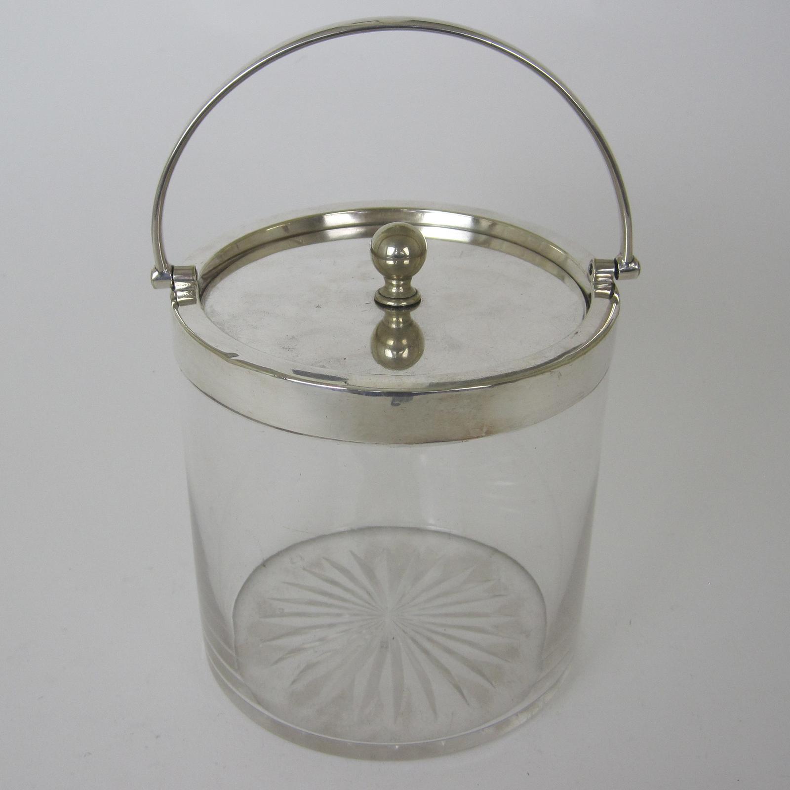 Hardy Brothers Clear Glass & Silver Plate Barrel / Ice Pail (1 of 4)