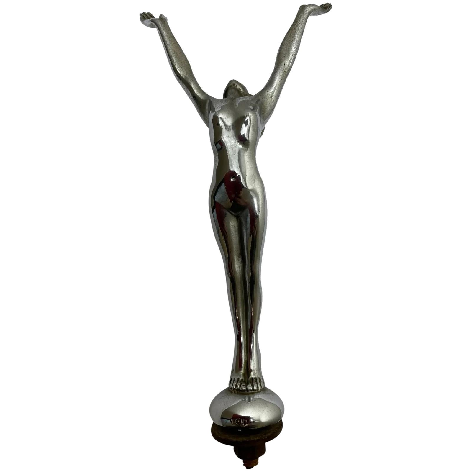 British Art Deco Nubile Chrome Classic Car Diving Lady Mascot Sculpture (1 of 62)