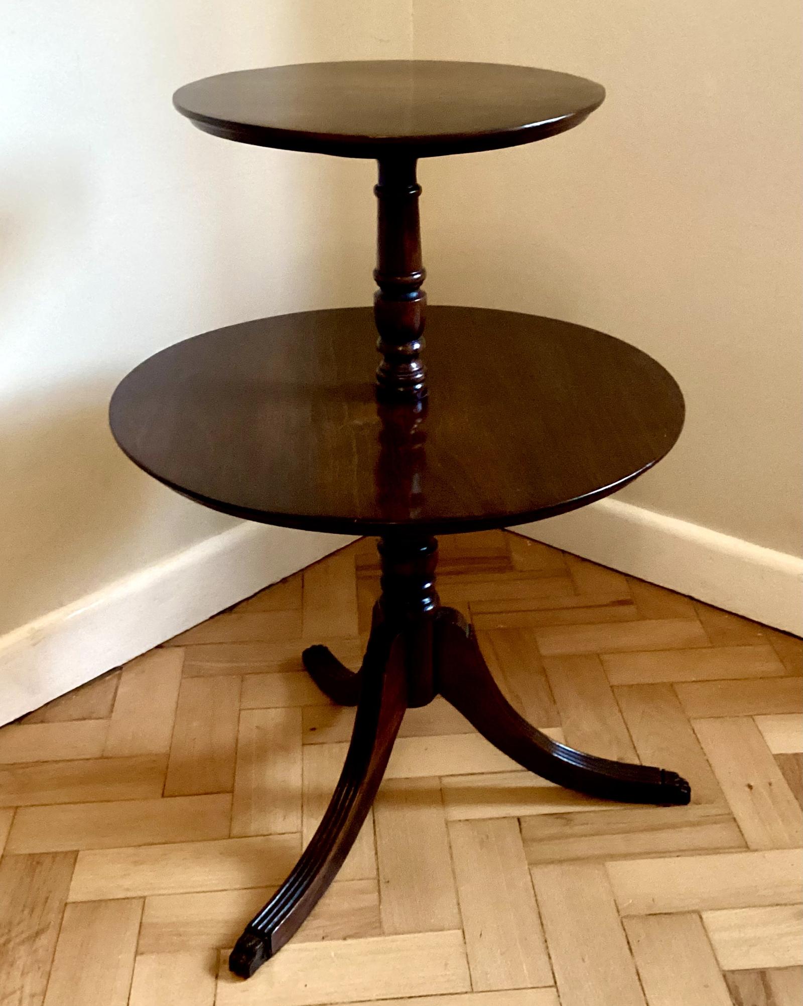 Mahogany 2 Tier Dumbwaiter Table (1 of 8)