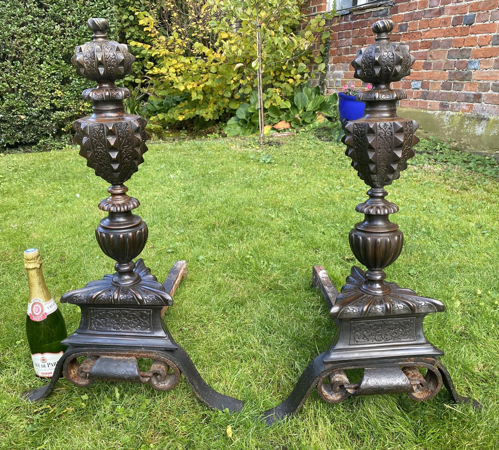 Pair of 17th Century Bronze Fire Dogs (1 of 6) Pair of 17th Century Bronze Fire Dogs (1 of 6)