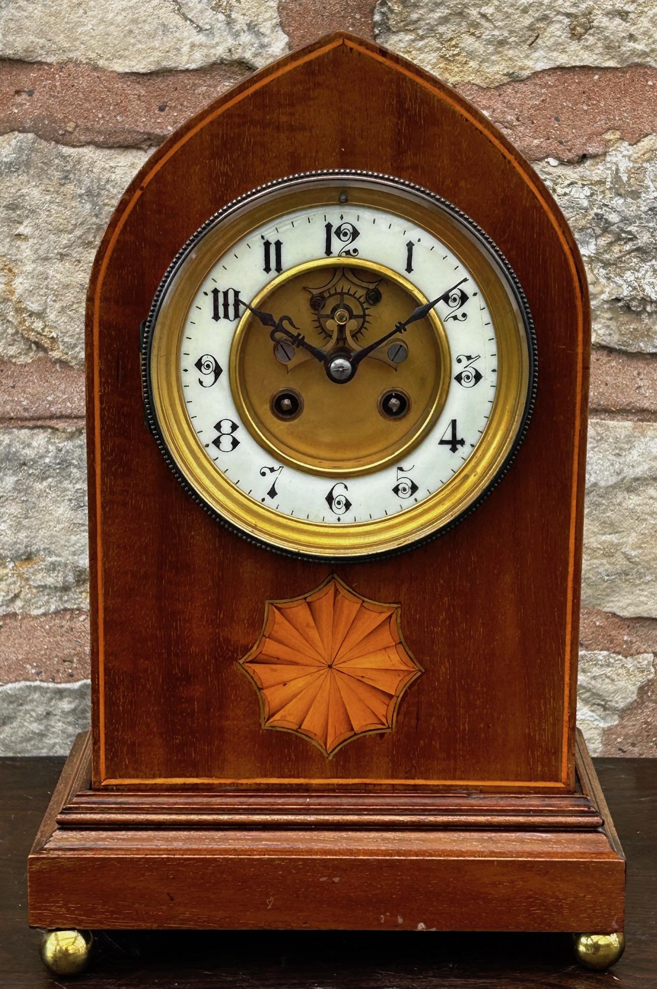 Fabulous Antique Lancet Mantle Clock - 8 Day Bell Striking (1 of 10)