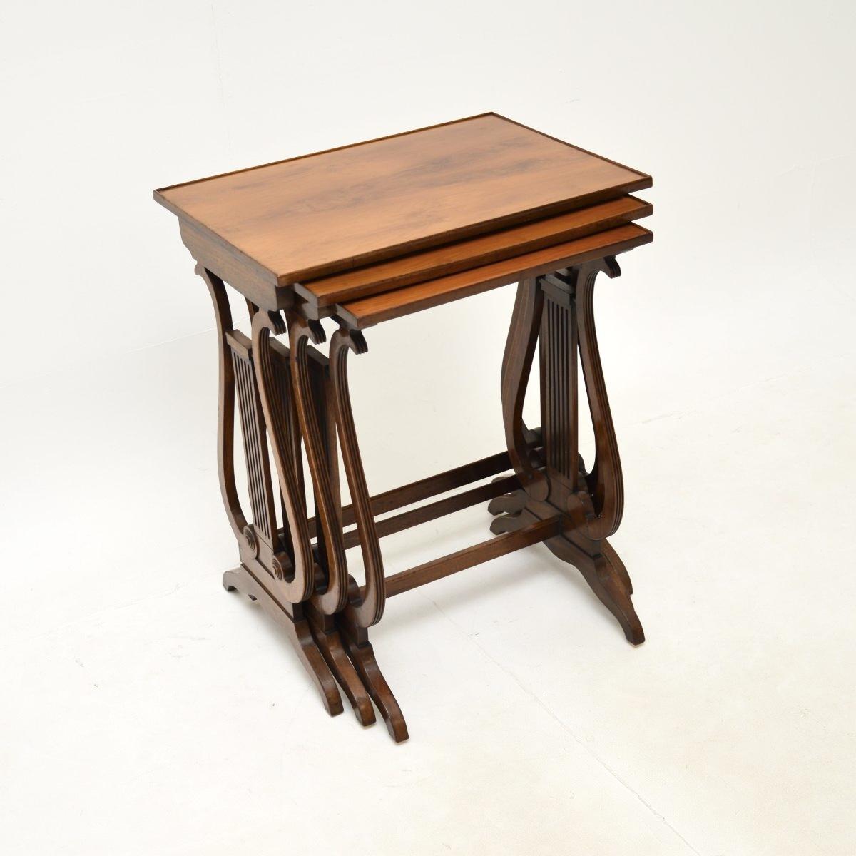 Antique Regency Style Yew Wood Nest of Tables (1 of 12)
