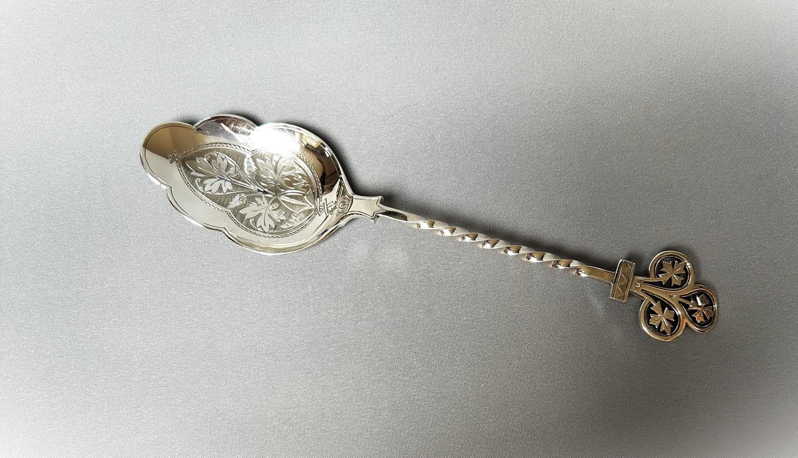 Gorgeous Victorian Cast Silver Dessert / Fruit Serving Spoon (1 of 5)