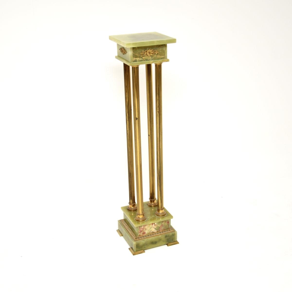 Antique French Onyx & Brass Plant Stand Column (1 of 10) Antique French Onyx & Brass Plant Stand Column (1 of 10)