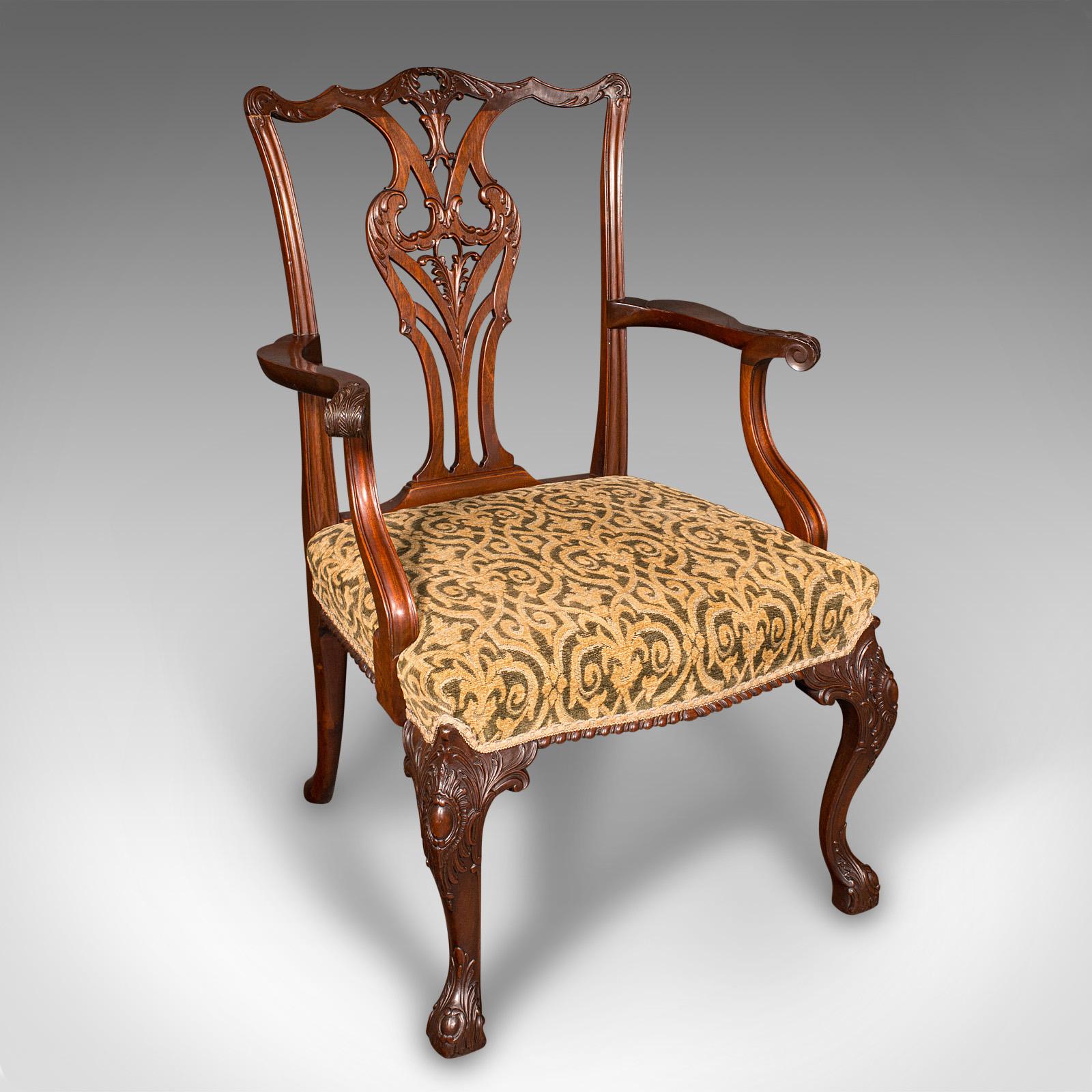 Antique Drawing Room Armchair, English, Elbow Chair - Chippendale Revival c.1900 (1 of 12)