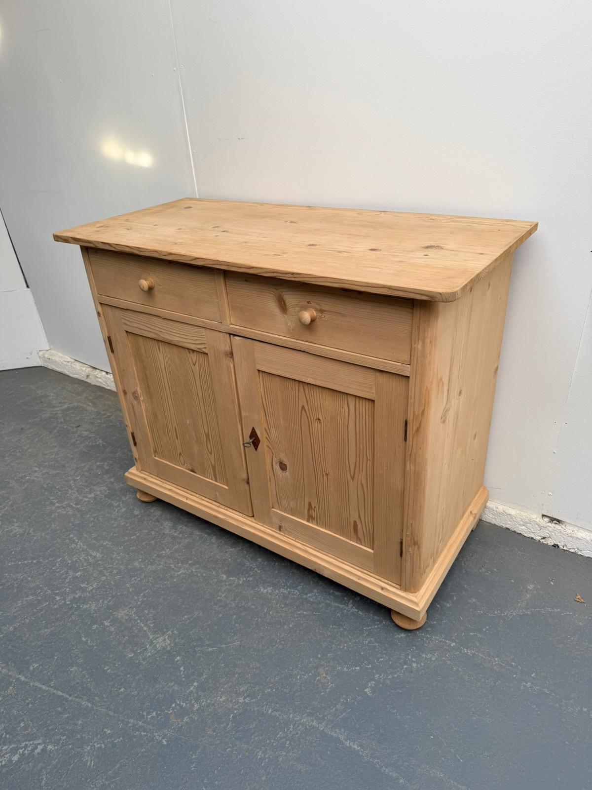 A Mint Clean Victorian Pine 2 Door Kitchen Dresser Base /TV Stand to Wax / Paint (1 of 9)