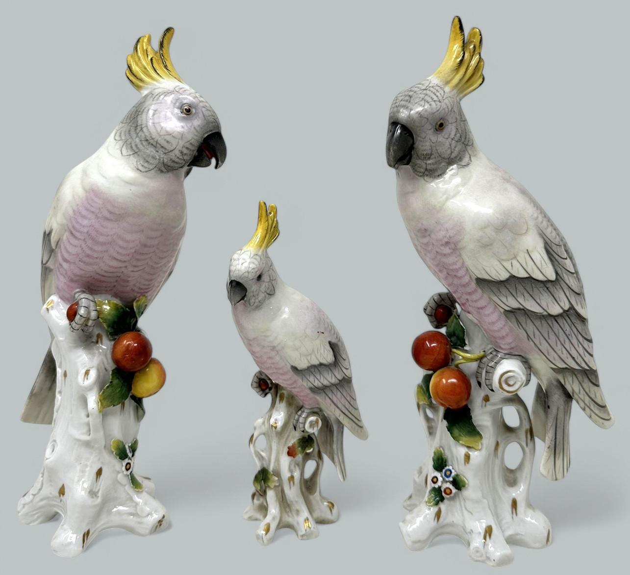 Pair Sitzendorf German Porcelain Birds Parakeets Cockrels Cockatoos Parrots 19ct (1 of 8) Pair Sitzendorf German Porcelain Birds Parakeets Cockrels Cockatoos Parrots 19ct (1 of 8)