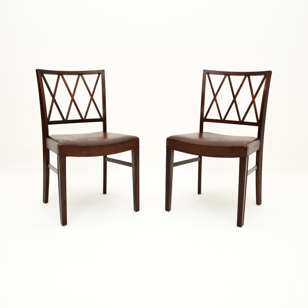 Pair of Vintage Danish Rosewood & Leather Chairs by Ole Wanscher (1 of 10)