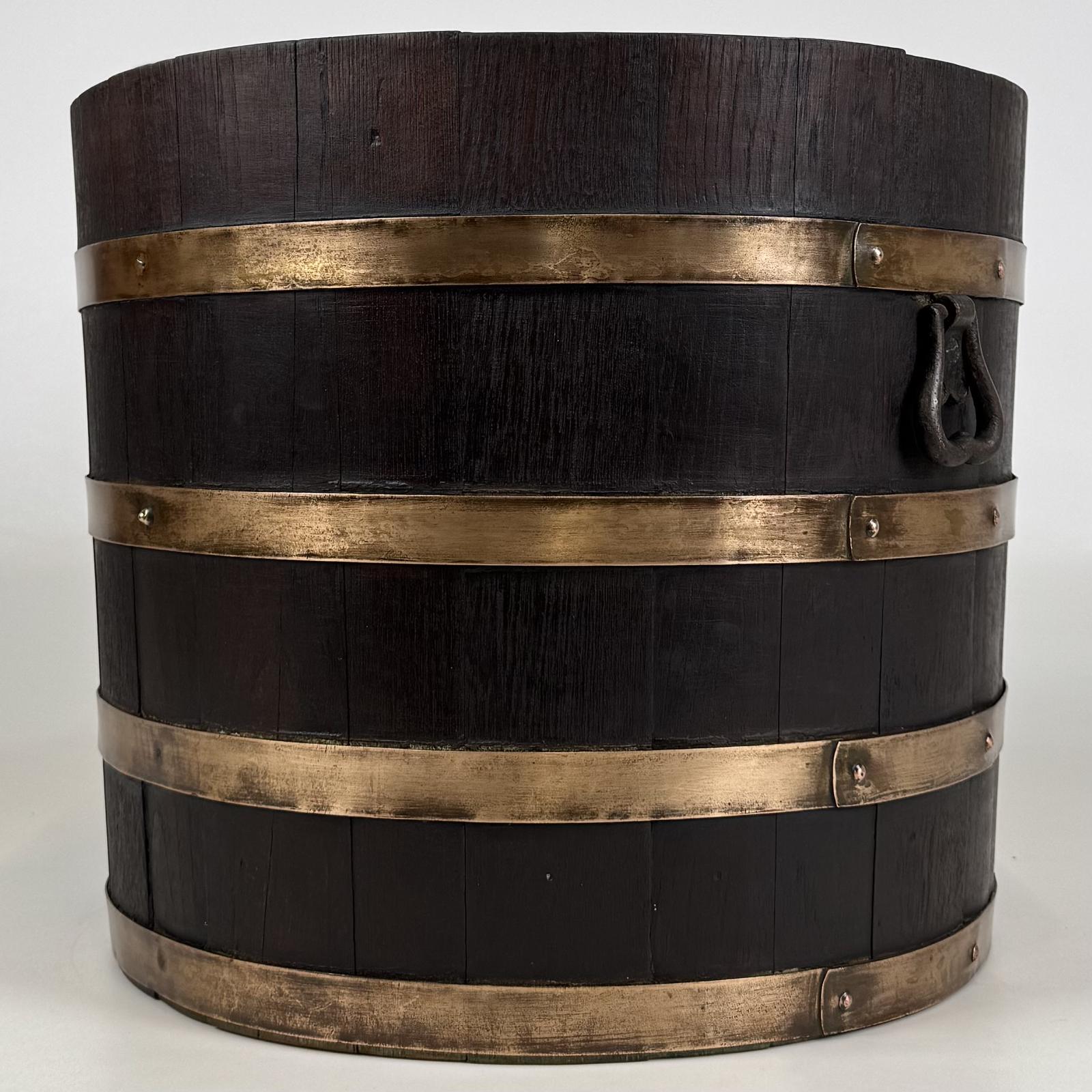 Antique 20th Century Large Copper Bound Barrel Planter (1 of 10)