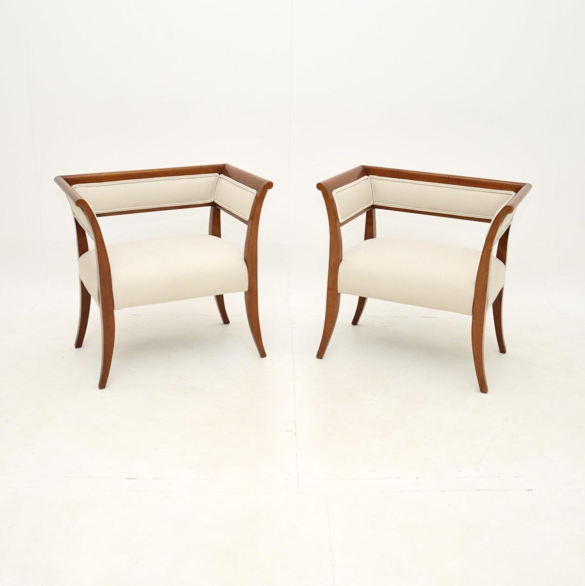 Pair of Antique Swedish Satin Birch Biedermeier Armchairs (1 of 11) Pair of Antique Swedish Satin Birch Biedermeier Armchairs (1 of 11)