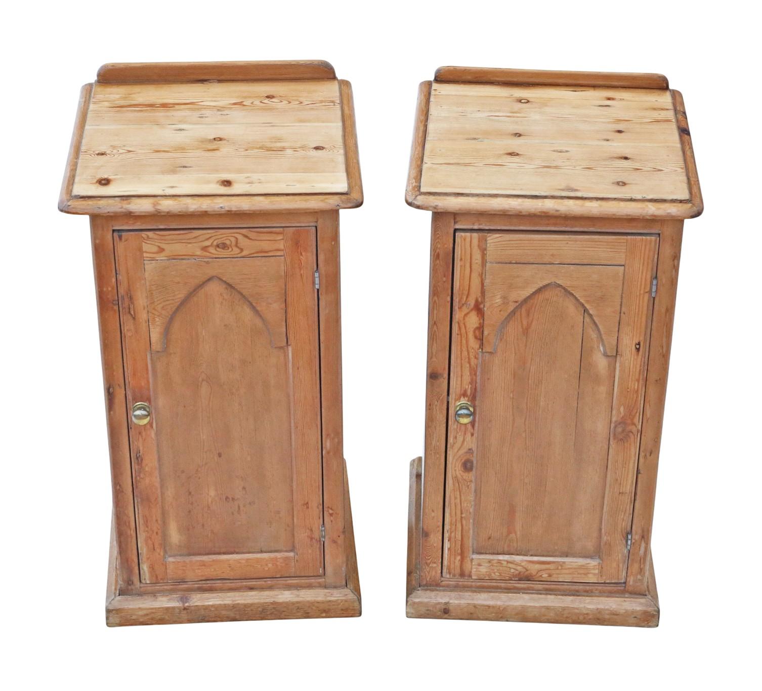 Antique Pair of 19th Century Victorian Gothic Bedside Tables – Quality Nightstands (1 of 7)