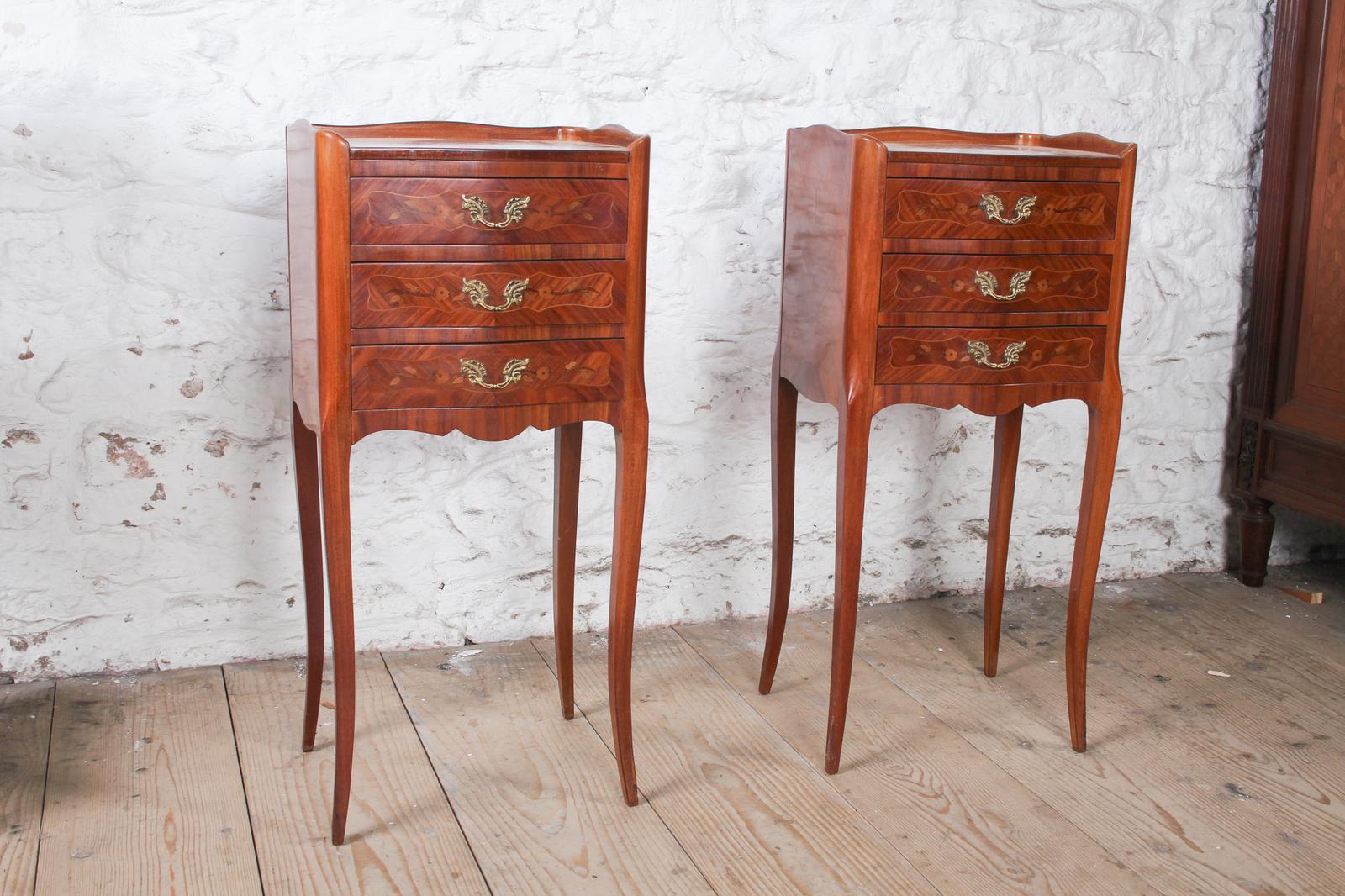 Very Refined Floral Marquetry Bedside Tables (1 of 6)