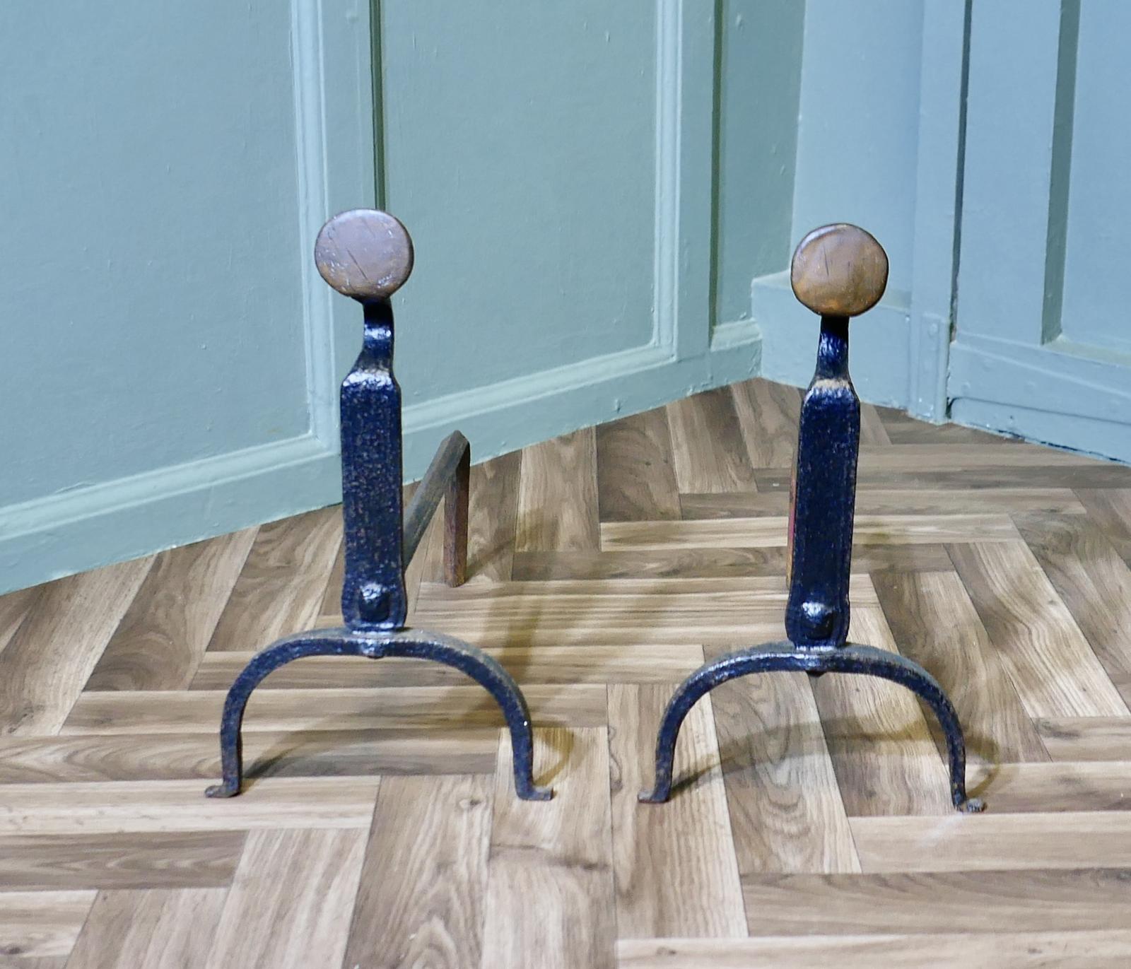 A Pair of Early Arts and Crafts Inglenook Fire Andirons (1 of 5)