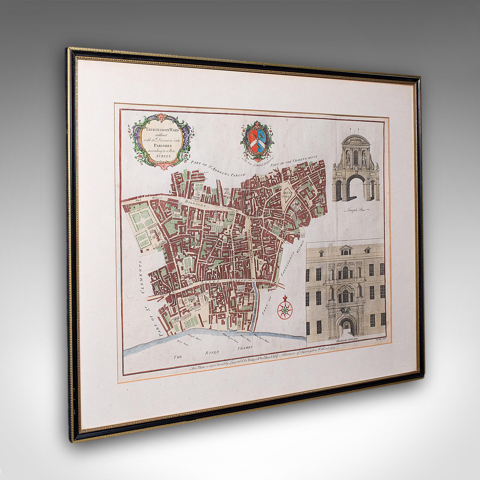 Antique London Street Map, Farringdon, English, Framed, Fleet Street, Georgian (1 of 12) Antique London Street Map, Farringdon, English, Framed, Fleet Street, Georgian (1 of 12)