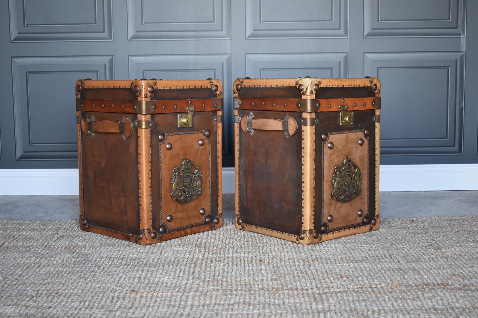 Pair Leather Travelling Trunks / Sofa Tables (1 of 14) Pair Leather Travelling Trunks / Sofa Tables (1 of 14)