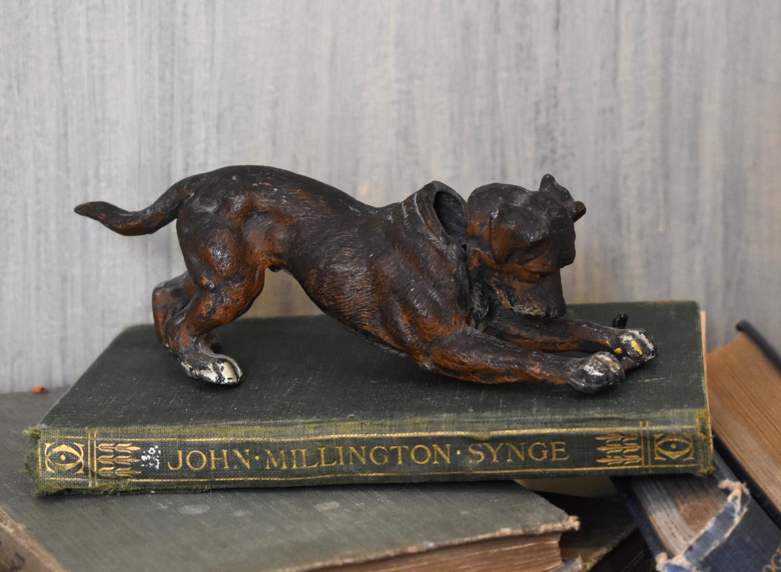 Unusual Cold Painted Spelter Nodding Dog (1 of 6)