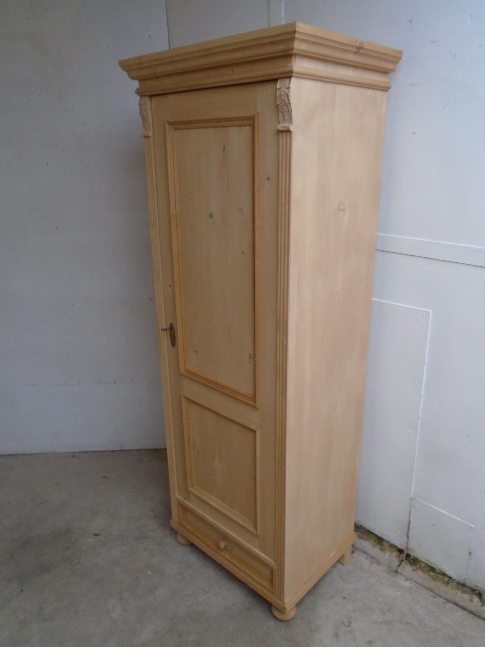 Plain 1 Door 1 Drawer Antique Pine Office Storage Cupboard to wax / paint (1 of 10)