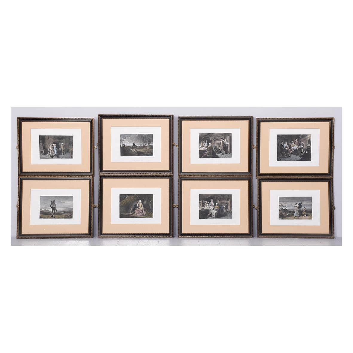 Rare Set of Eight Hand Tinted Framed Engravings The Cottar’s Saturday Night by John Faed RSA (1 of 15)