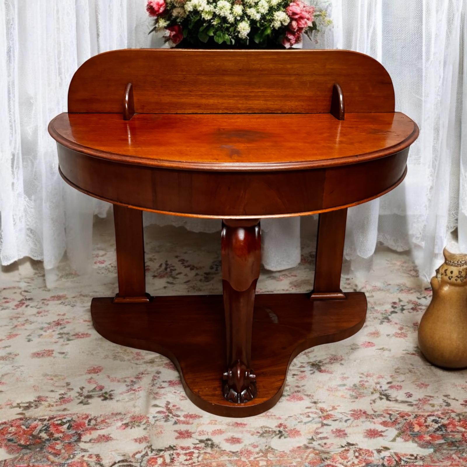 Antique Victorian Mahogany Demilune Console / Hall Table c.1880 (1 of 9)