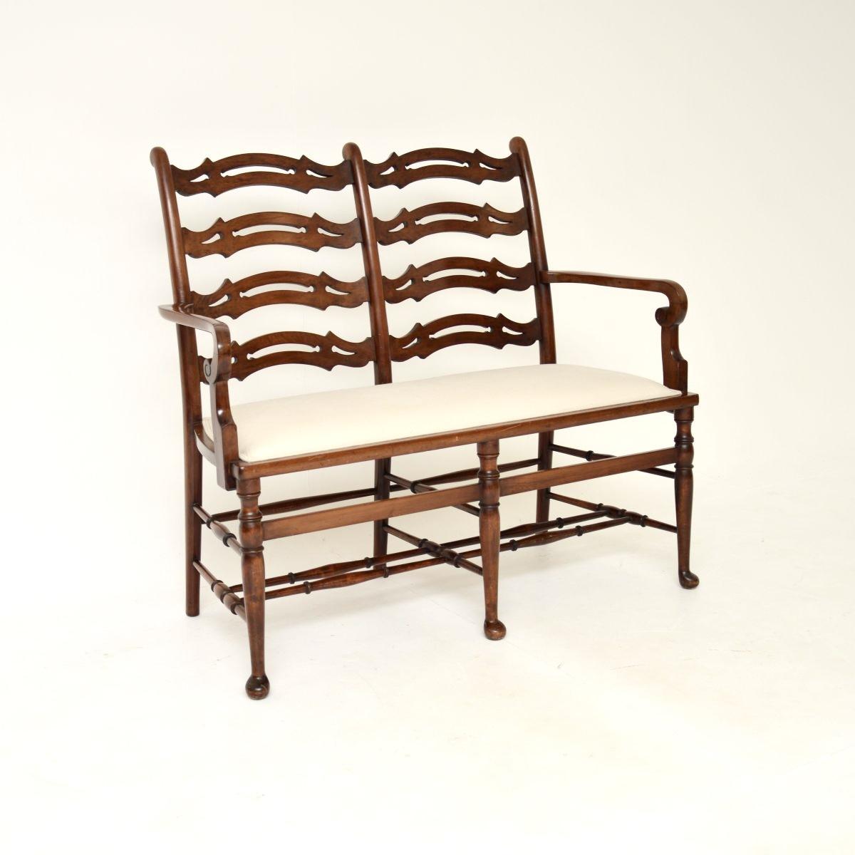 Antique Mahogany Ladderback Settee (1 of 11) Antique Mahogany Ladderback Settee (1 of 11)