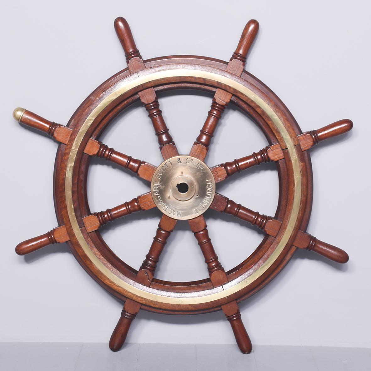 Mahogany & Brass Ships Wheel (1 of 7) Mahogany & Brass Ships Wheel (1 of 7)