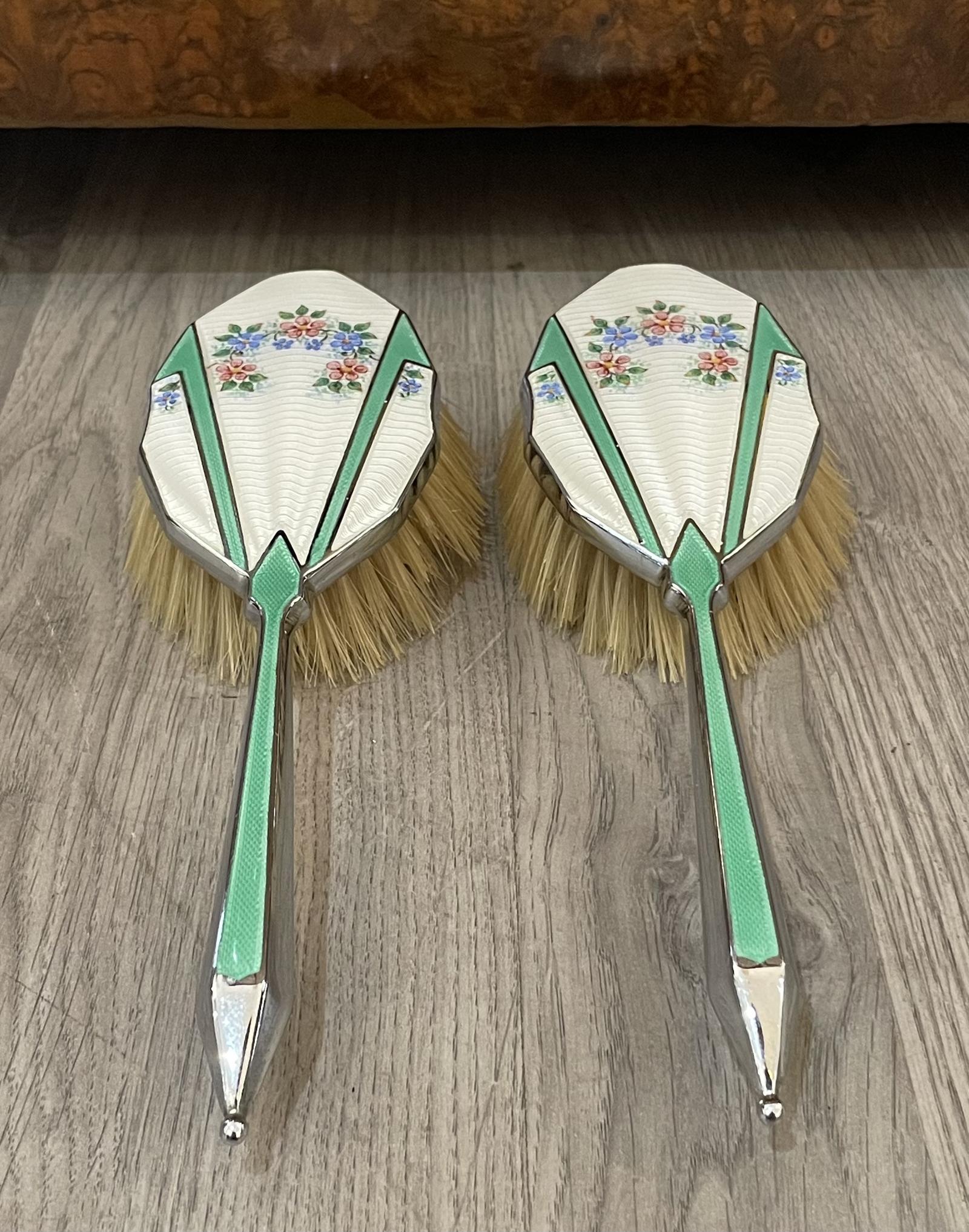 Pair of George V Silver & Enamel Brushes (1 of 8) Pair of George V Silver & Enamel Brushes (1 of 8)