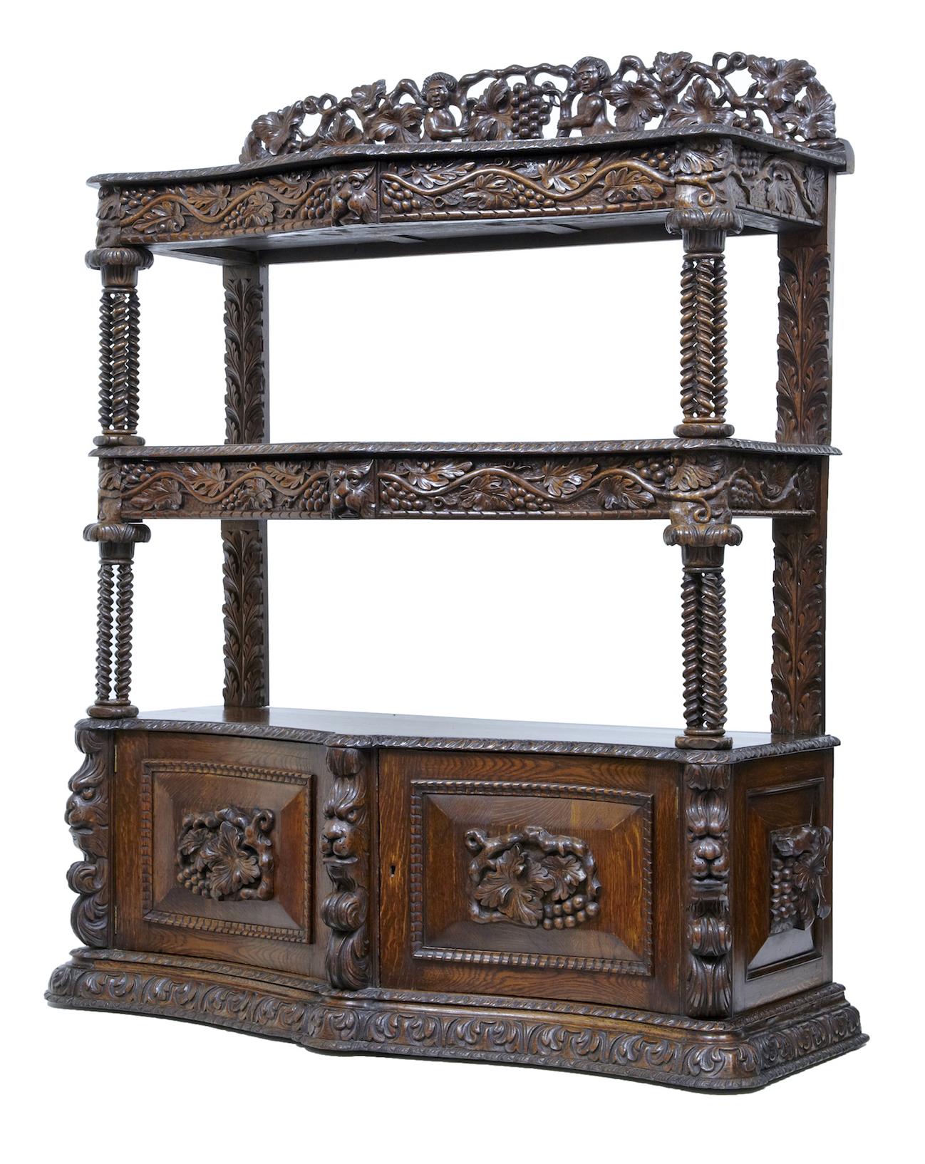 19th Century Profusely Carved Victorian Oak Buffet (1 of 11)