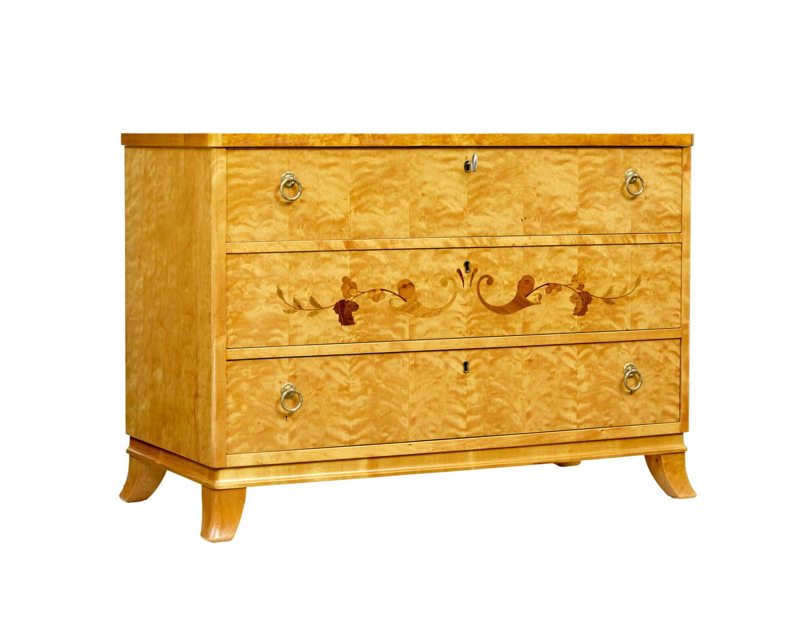 Swedish Mid Century Elm & Birch Inlaid Chest of Drawers (1 of 10) Swedish Mid Century Elm & Birch Inlaid Chest of Drawers (1 of 10)