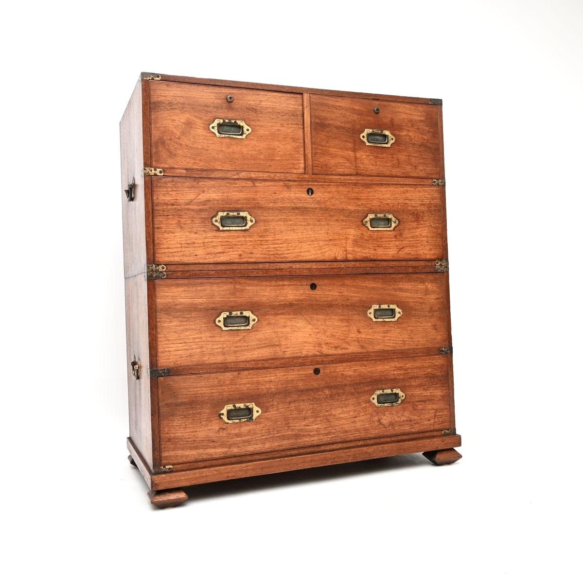 Antique Teak Military Campaign Chest of Drawers (1 of 14) Antique Teak Military Campaign Chest of Drawers (1 of 14)