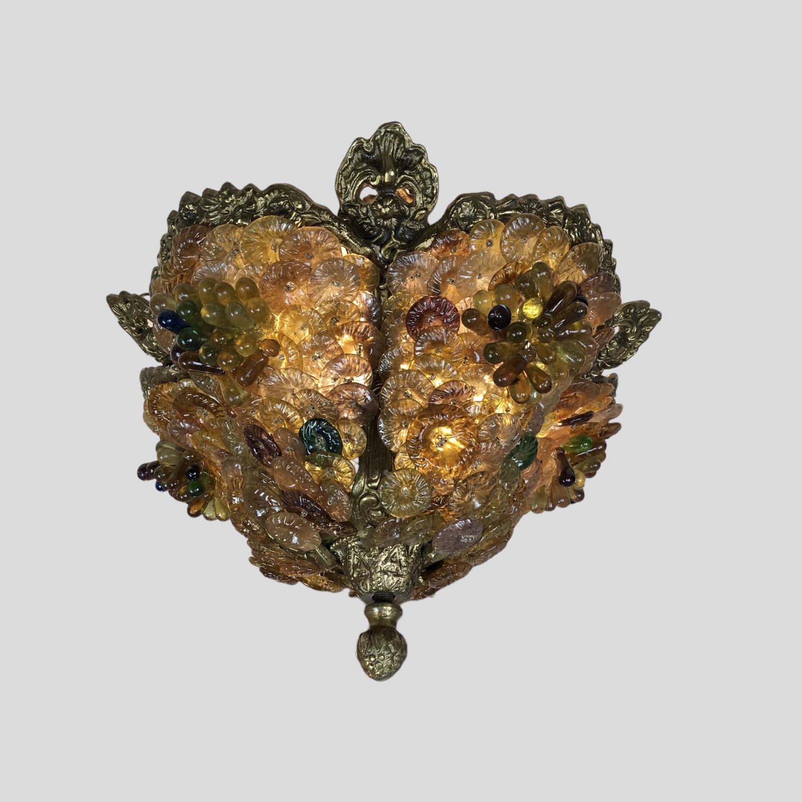 Murano Bohemian Glass Florets Bowl Ceiling Light Gilt Bronze (1 of 16)