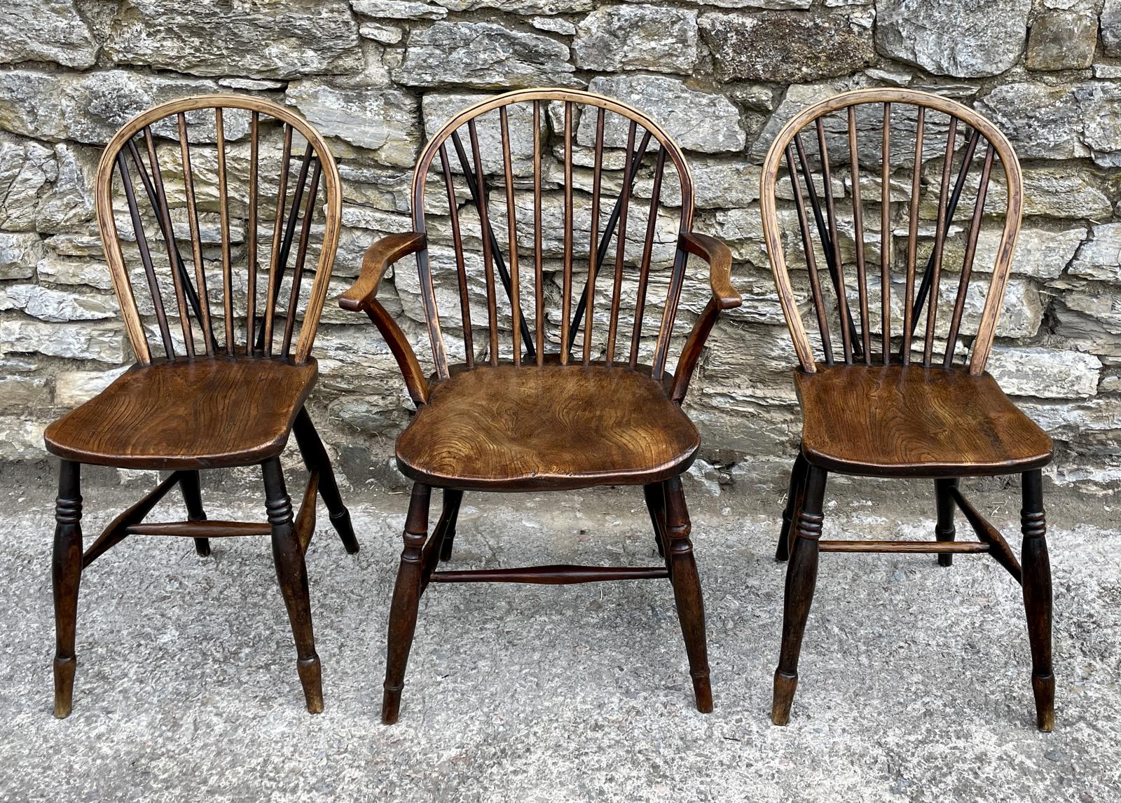 Trio of Early Stick Back Country Chairs (1 of 19) Trio of Early Stick Back Country Chairs (1 of 19)