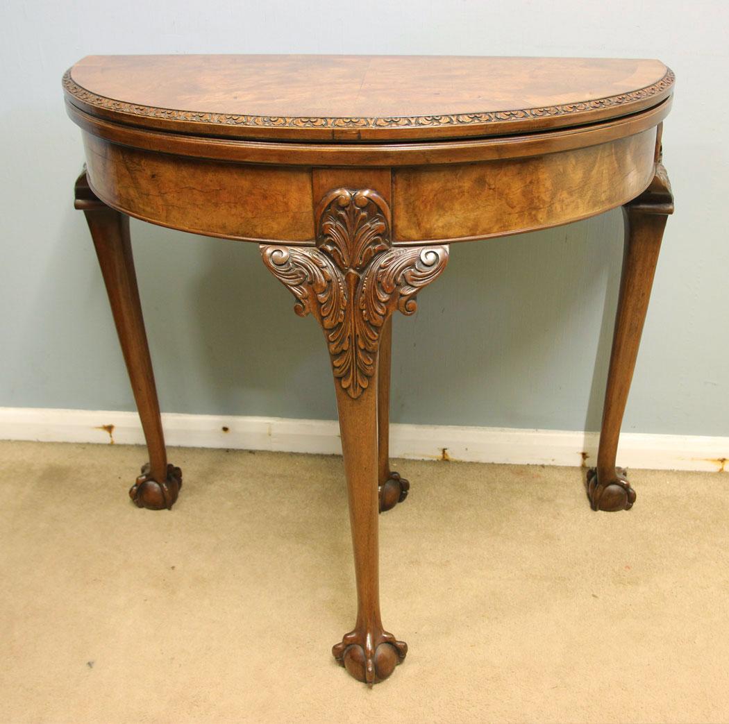 Antique Burr Walnut Console Card Side Table (1 of 10)
