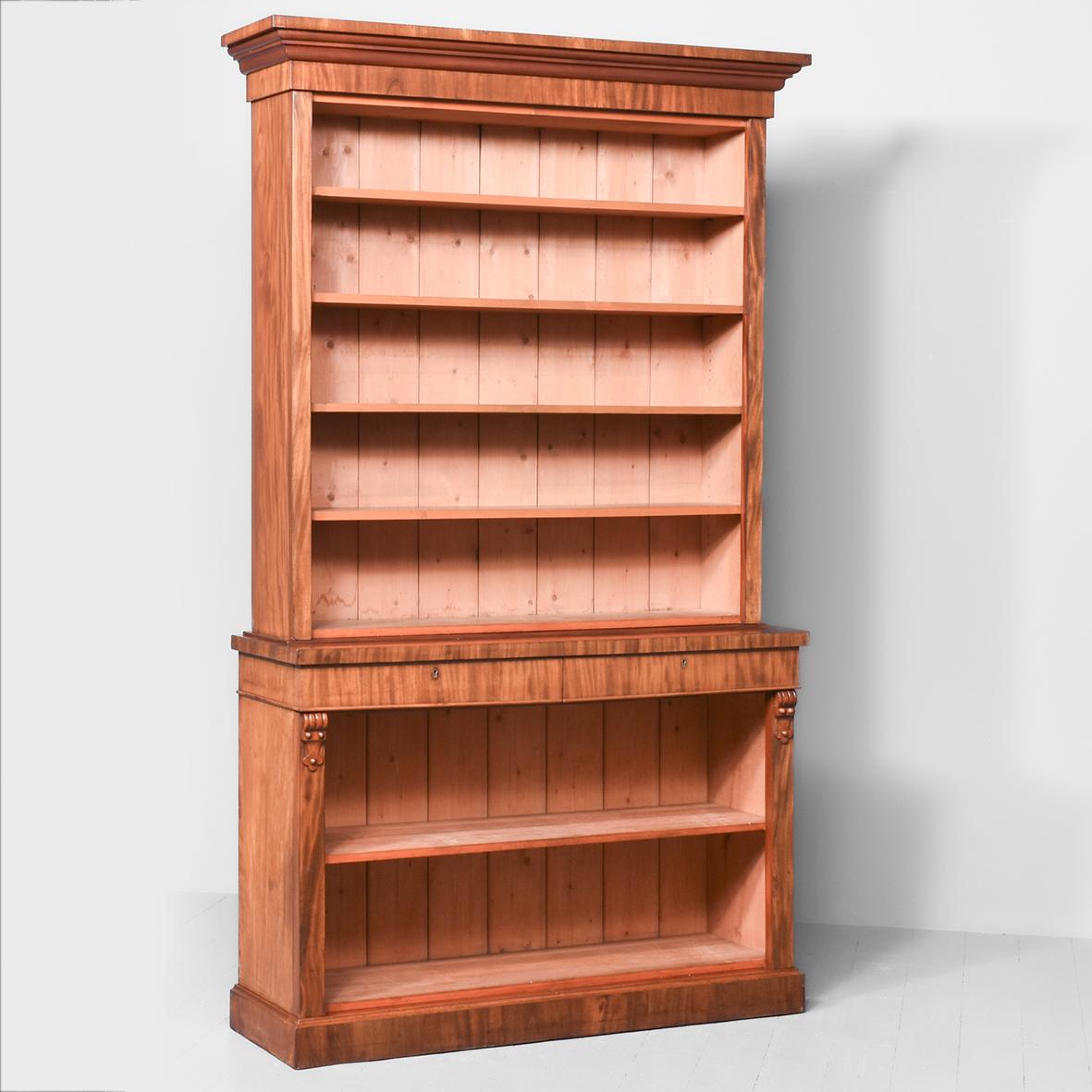 Quality Mid Victorian Two-part Open Bookcase in Spanish Mahogany (1 of 9)