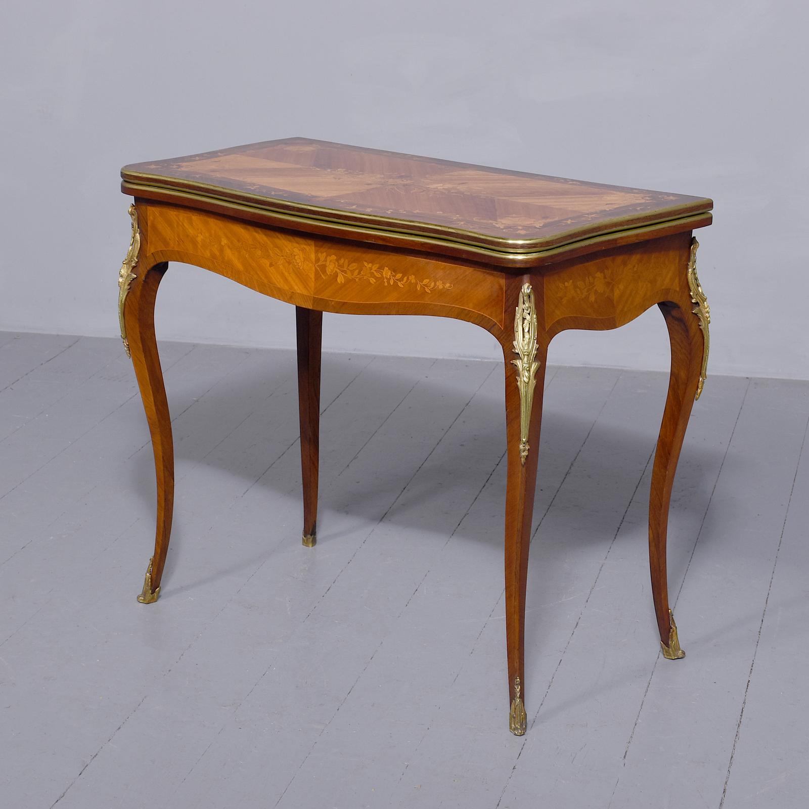 French Inlaid Fold-over Card Table (1 of 16)