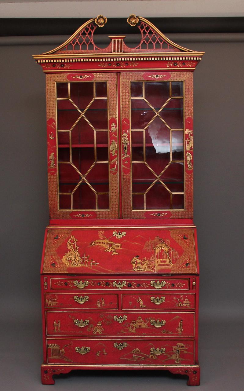 Early 20th Century Chinoiserie Bureau Bookcase (1 of 26)