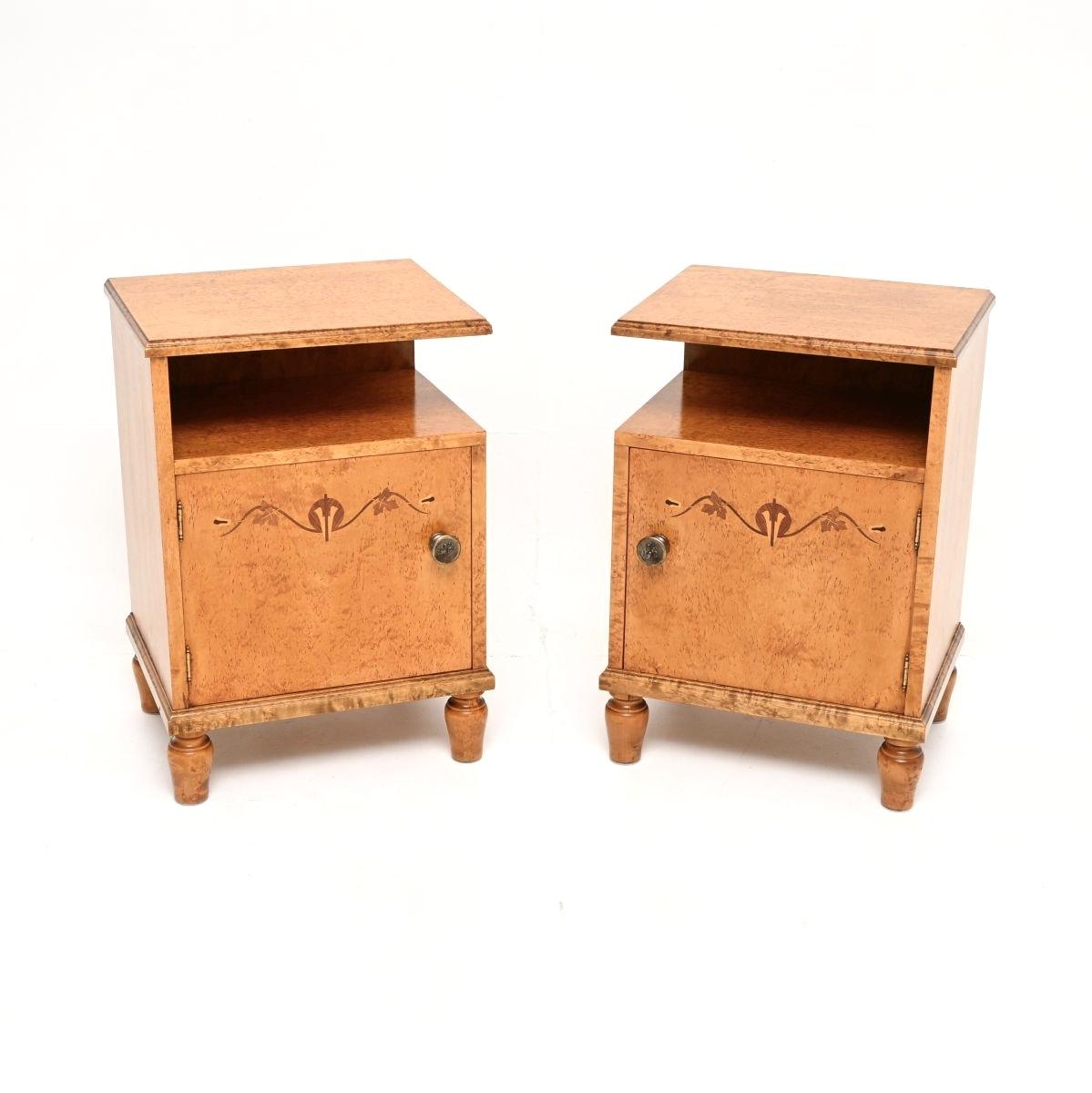 Pair of Swedish Art Deco Bedside Cabinets in Satin Birch (1 of 10) Pair of Swedish Art Deco Bedside Cabinets in Satin Birch (1 of 10)
