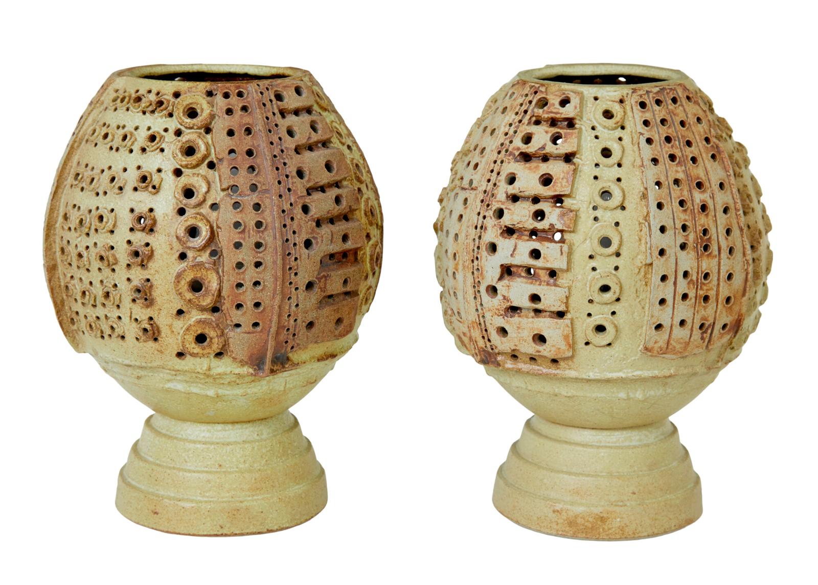 Pair of 20th Century Brutalist Ceramic Lamps by Bernard Rooke (1 of 8)