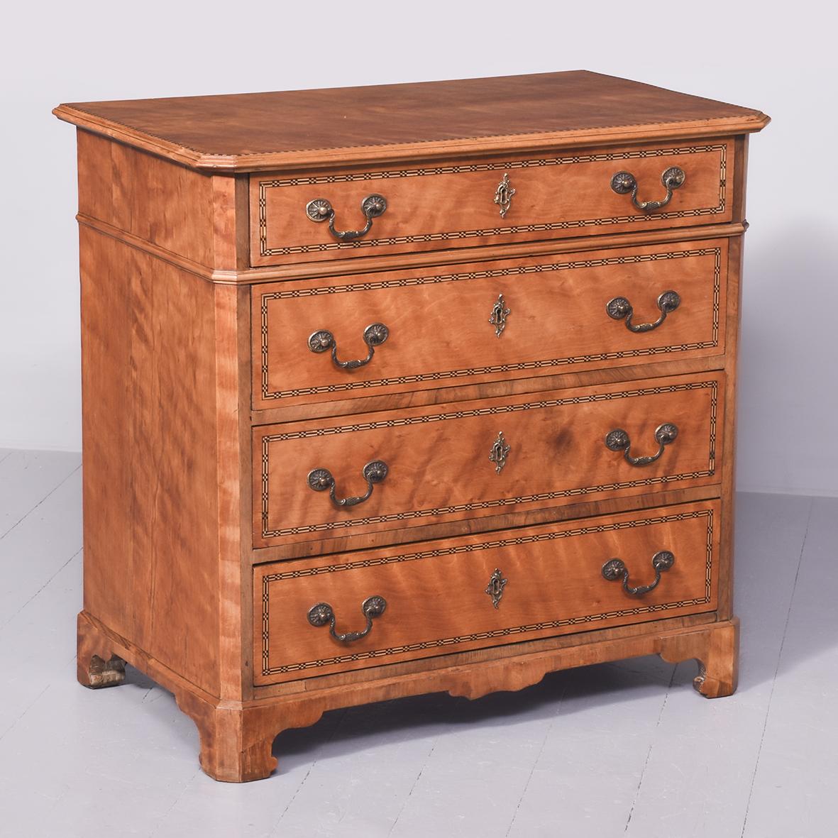 Stylish 19th Century Scandinavian Inlaid Satin Birch Neat-sized Chest of Drawers (1 of 9) Stylish 19th Century Scandinavian Inlaid Satin Birch Neat-sized Chest of Drawers (1 of 9)