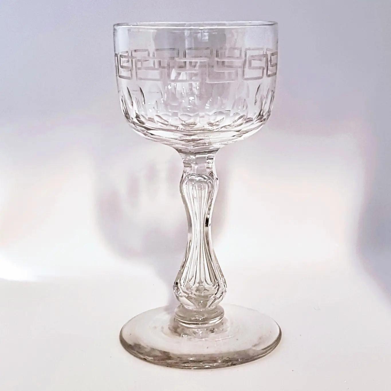 Early Victorian Hand Cut Wine Glass c.1845 (1 of 4)