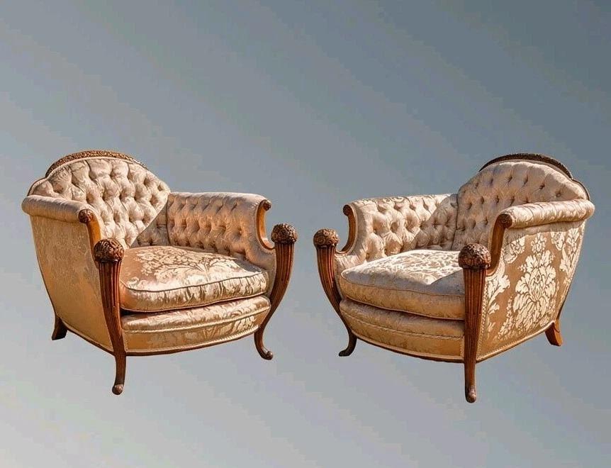 Fabulous Pair French Armchairs in Pure Silk (1 of 10) Fabulous Pair French Armchairs in Pure Silk (1 of 10)