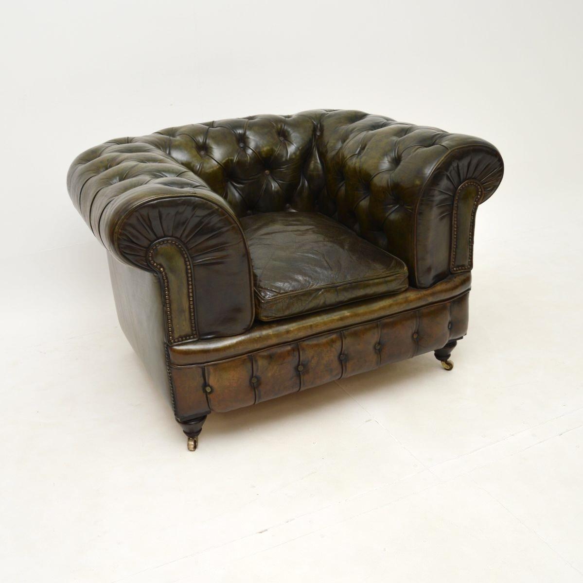 Antique Victorian Leather Chesterfield Armchair (1 of 12)