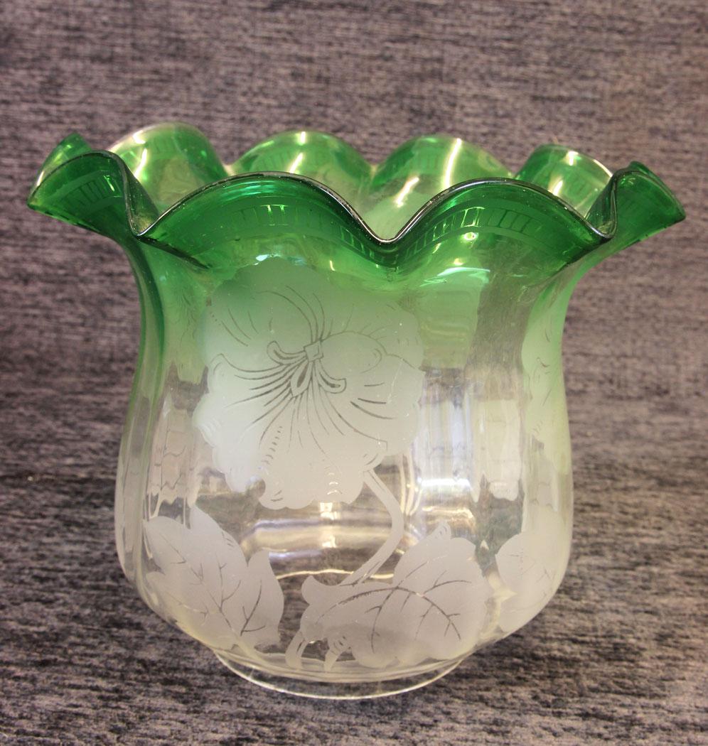 Antique Green Oil Lamp Tulip Shade / Globe (1 of 5)