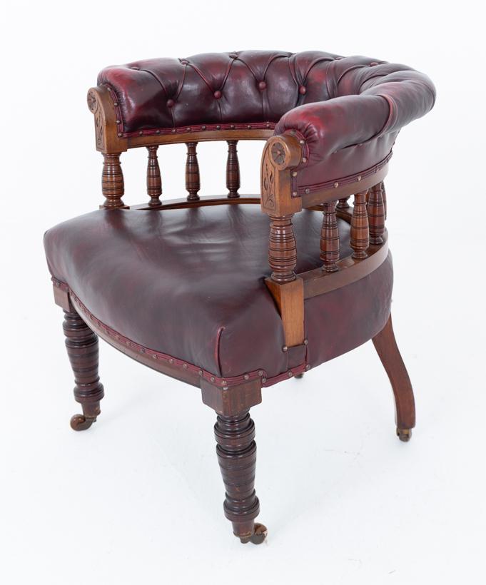Victorian Mahogany and Leather Desk Chair (1 of 6) Victorian Mahogany and Leather Desk Chair (1 of 6)