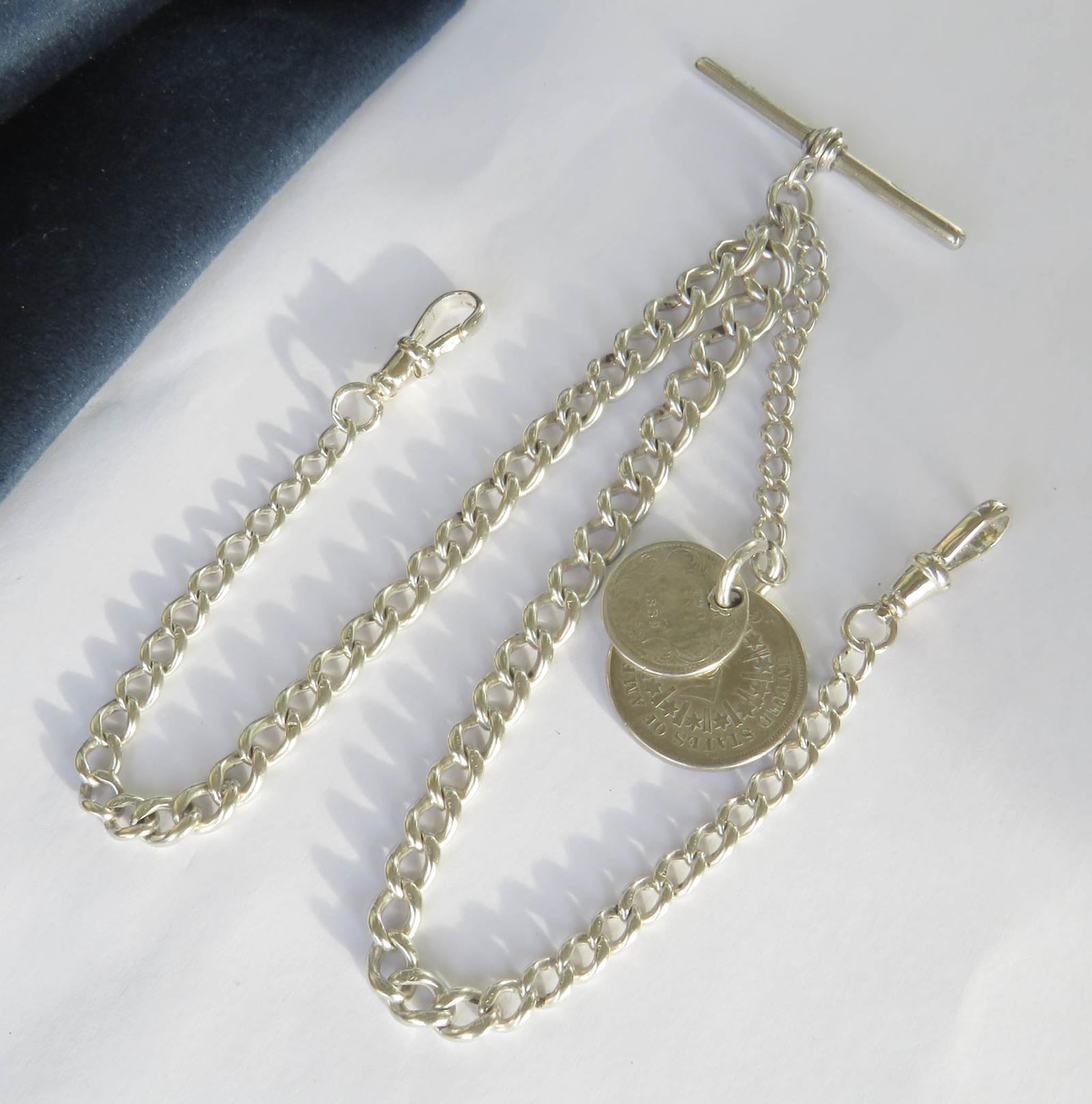 Antique Silver Double Watch Chain (1 of 3) Antique Silver Double Watch Chain (1 of 3)