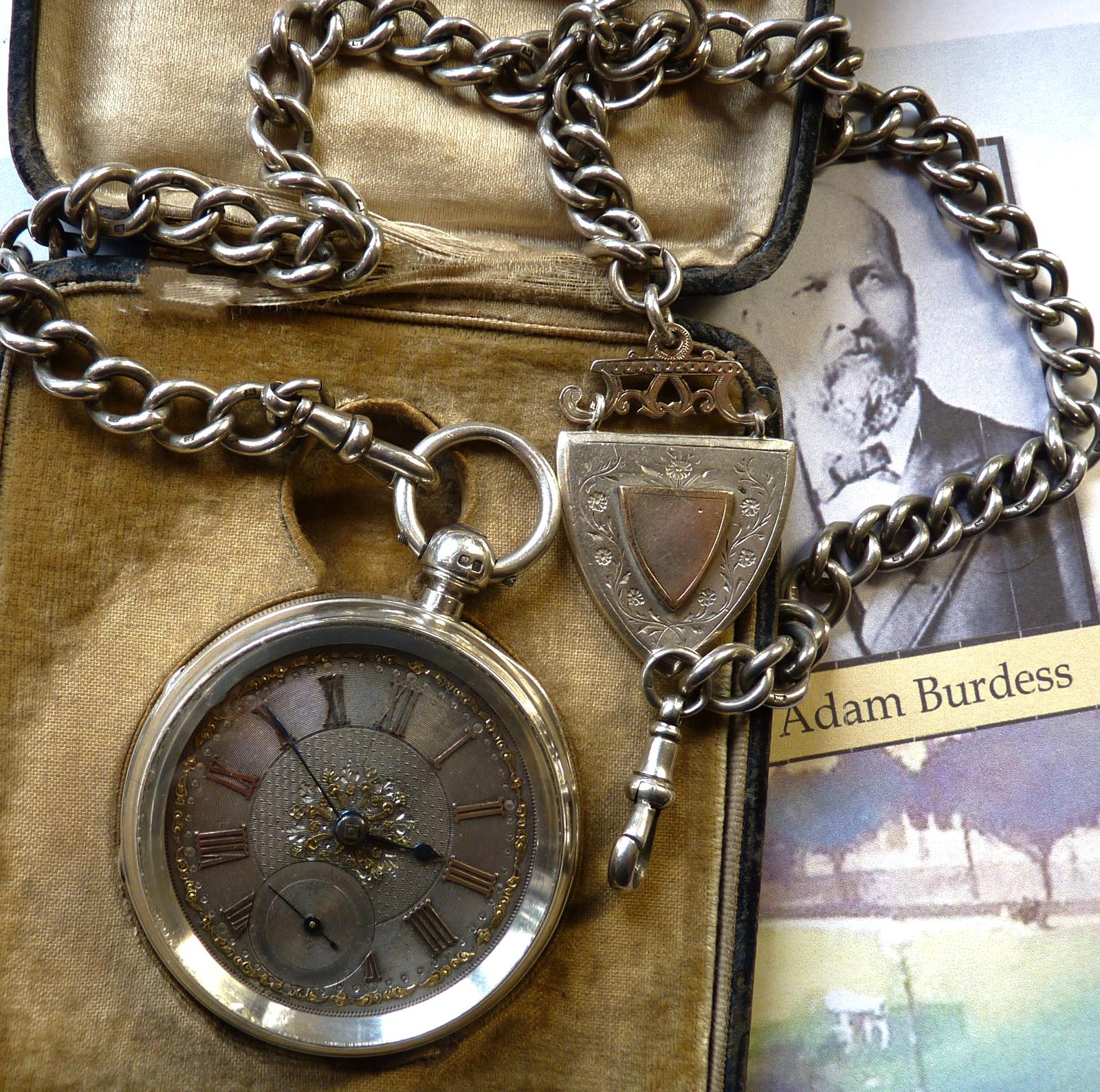 Highly Collectable & Scarce, 1898 Open-faced Silver Dial Fusee Pocket Watch by Coventry Maker Adam Burdess (1 of 14)